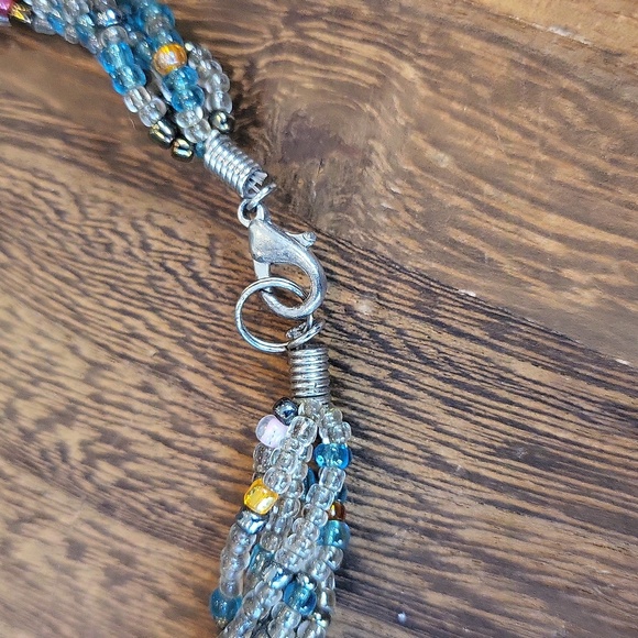 Vintage Multicolored & Multistrand Twisted Seed Bead Necklace, Lobster Clasp - Picture 6 of 7